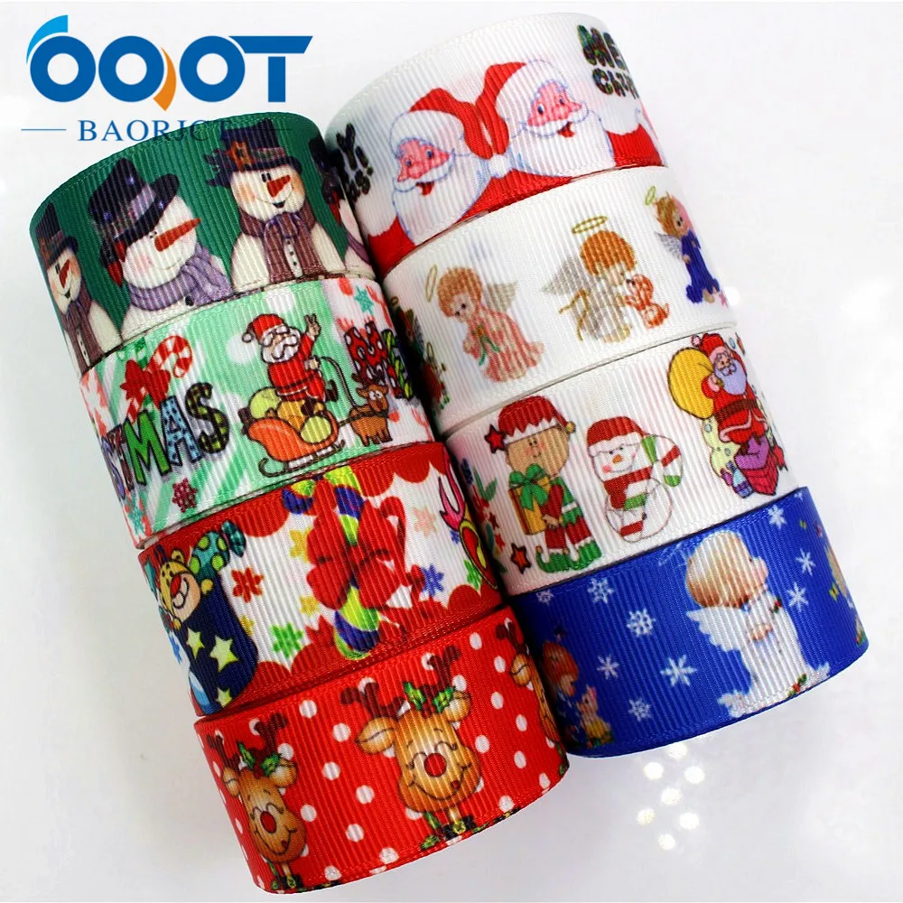 

OOOT BAORJCT 177202 , 25MM Christmas Printed grosgrain ribbon,garment accessories hair accessories , DIY Handmade gift wrapping