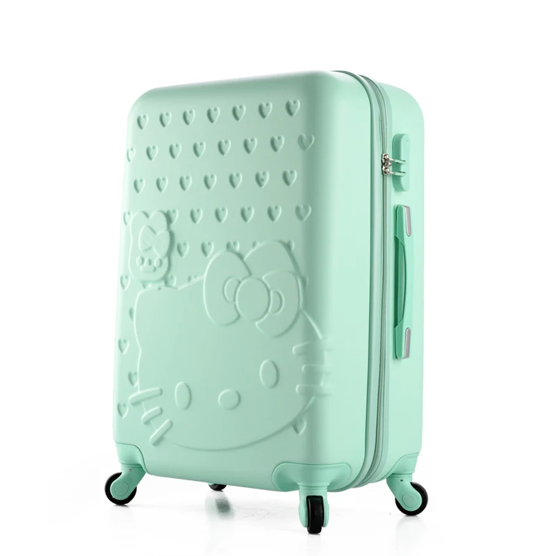 Girls Hello Kitty Luggage&Women Cartoon Travel Suitcase ABS+PC Universal Wheels Trolley Luggage Bag 20