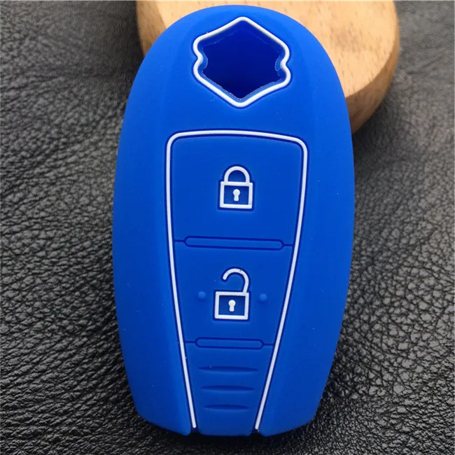 Силиконовый каучук автомобильные ключ чехол для Suzuki SX4 scorss Swift Sport дистанционный ключ 2 кнопки дистанционного ключа без логотипа - Название цвета: Синий
