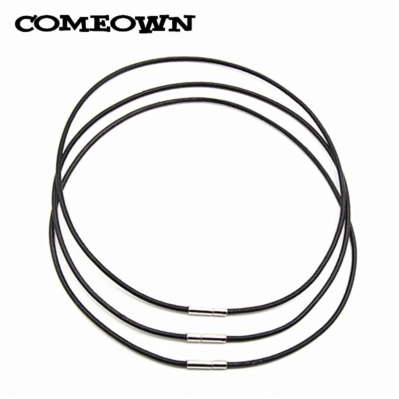 COMEOWN 10 шт./лот черный кулон из натуральной кожи 2 мм 12 30 дюймов + серебристая