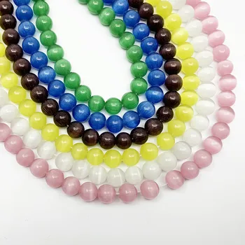

1strand/lot 6 8 10mm Natural Cat Eye Stone Round Loose Opal Bead Cymophane Spacer Beads For Jewelry Making Findings DIY Bracelet