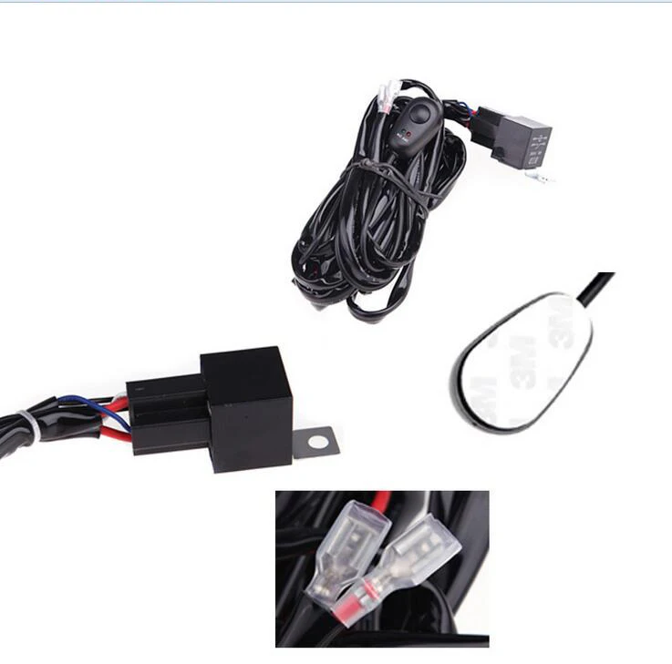 Universal 40A 12V Switch Relay Fuse Wiring Harness Kit For 22" 32 42 50 52 LED Light Bar Fog Spot On Off Switch Rocker 10W-300W