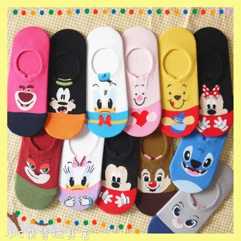

1 pair Tsum Minnie Stitch Pig Donald Cotton Socks for Girls Cartoon Socks Plush Toy animal women sock spring summer boat socks