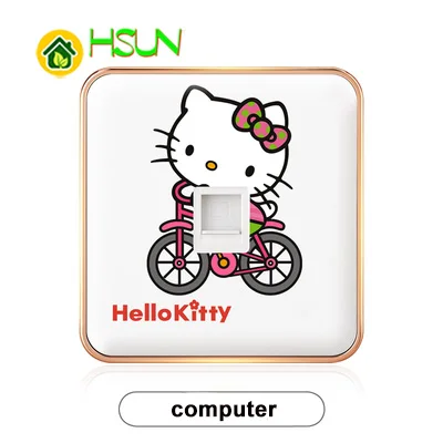 Тип 86 рисунком из мультфильма переключатель рисунок «Hello Kitty» гнездо, на возраст 1, 2, 3, 4, 1 канал, 2 варианта ividuality творчество декоративная панель 1 3 5 отверстий розетка - Цвет: COMPUTER