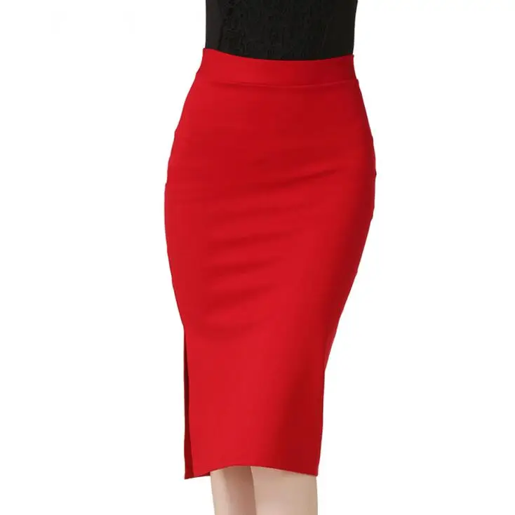 Plus Size New Fashion 2017 Women Skirt Midi Slim OL Sexy Open Slit Pencil Elegant Ladies Skirts 3 Colors 5XL | Женская одежда