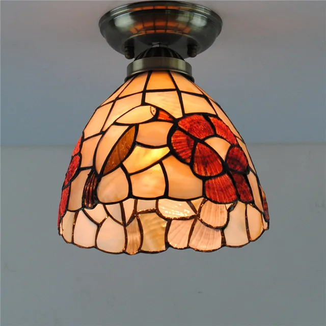 7 Tiffany Style Birds Shell Ceiling Light Mediterranean Vintage 7 Tiffany Style Birds Shell Ceiling Light Mediterranean Vintage Stained Gl Hanging Lamp Lighting Fixtures