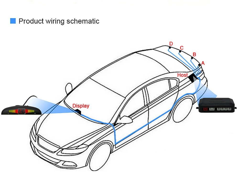Автомобильный светодиодный датчик парковки с 4 датчиками, Парктроник, Автомобильный датчик, помощь заднего хода, резервный радар, монитор, детектор, система