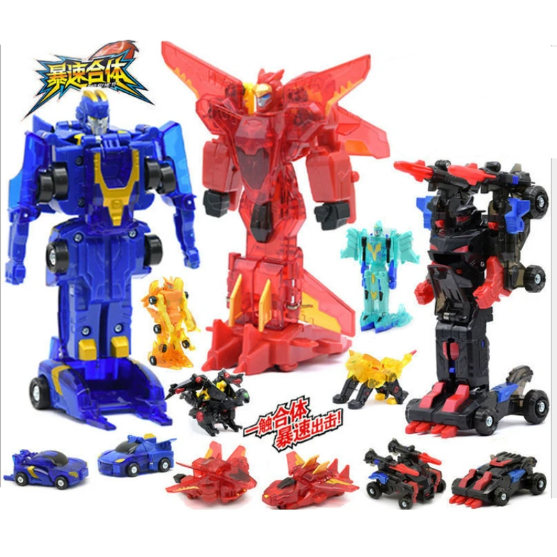 

1pcs Action Figures Children Toy Figures Plastic Deformation Mobile Humanoid Robot Garage Kit Impact Two-in-one War Chariot