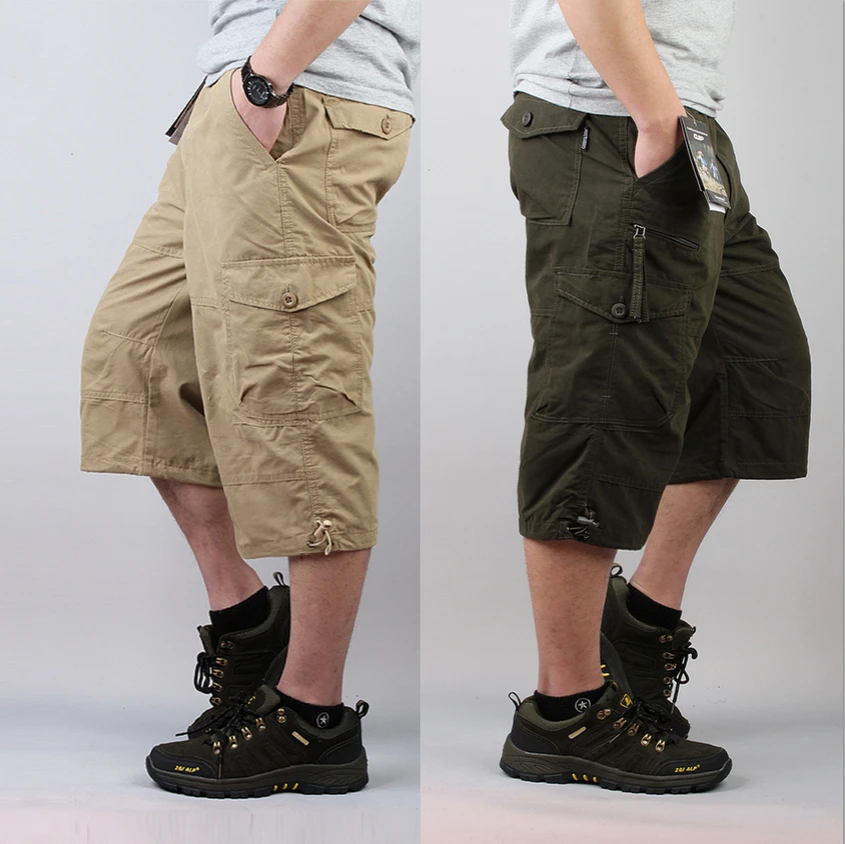 Free Shpping Fashion Mens Cotton Summer Plus Size Fat Multi Pockets