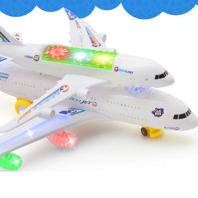 2 Floors 43cm Plastic A330 Airbus Model Airplane Electric Flash Light Sound Toy Aircraft Model Plane Airplane Toys for Kids Gift