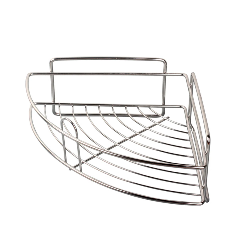

Stainless Steel Multifunctional Self Adhesive Corner Shelf Strong Suction Triangle Storage Shelves Rack for Bathroom Wall