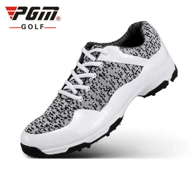 2017PGM new, golf shoes men's breathable woven fabric is not easy to deformation double patent leather shoes edge waterproof bre