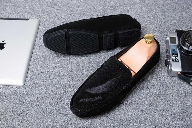 Mocassin homme de Lux; повседневные лоферы; Мужская обувь; дышащая обувь; модная мужская обувь; слипоны; мужские лоферы размера плюс 11; черный цвет