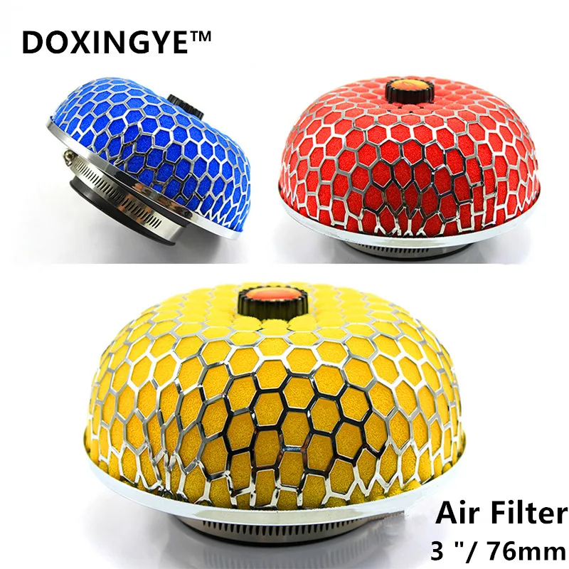 

DOXINGYE 3"76mm Universal Kits Auto Cold Air intake Filter High flow Racing Round Mushroom Air Filter Reuseable Fuel Economy