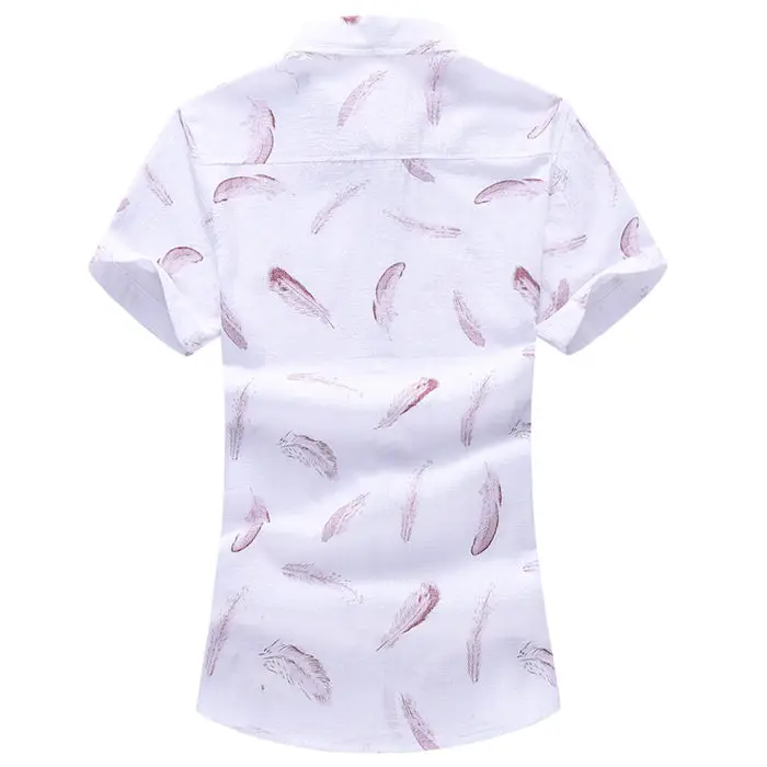 2019 новые летние Для мужчин хлопка рубашка с короткими рукавами модные Повседневное Гавайский цветок белая рубашка мужской 5XL 6XL брендовая