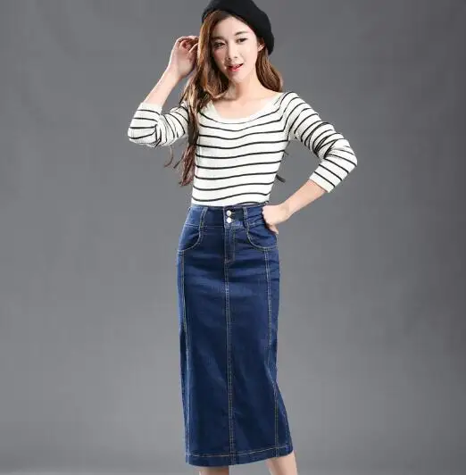2018 denim skirt women plus size casual high waist denim skirts jean skirts plus size