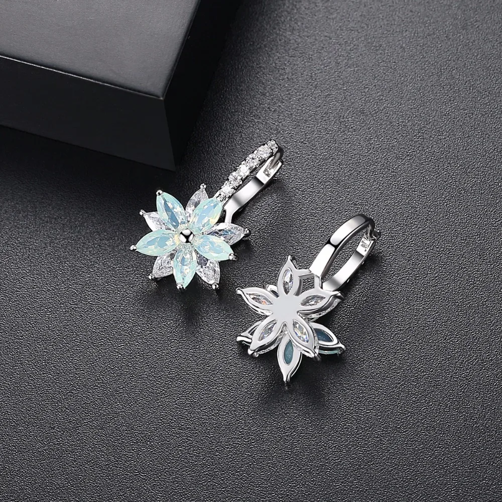 LUOTEEMI Fashion Cubic Zirconia Fancy Crystal Flower Stud Earrings for Women Girls Jewellery Valentine Day Gift Bohemia Bijoux - Image 5