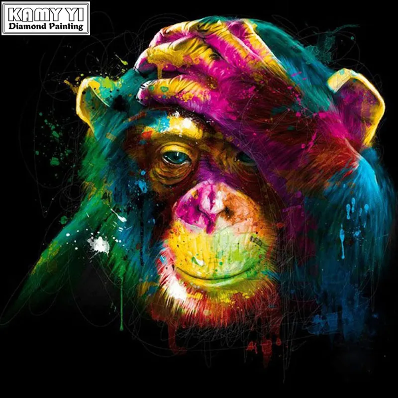 Color Monkey Mosaic Full Resin Diamond Painting Cross Stitch Square Craft Embroidery Diy Needlework LK1 | Дом и сад