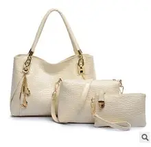 women handbags pu leather handbag ladies luxury brand designs bag bags Handbag+Messenger Bag+Purse 3 Sets