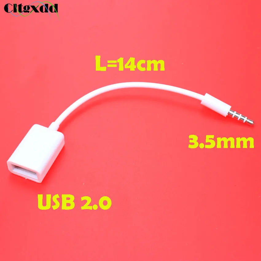 

cltgxdd 3.5mm AUX Audio Plug Jack to USB 2.0,Male To Female Converter Cable Cord Car Audio conversion line L=14cm