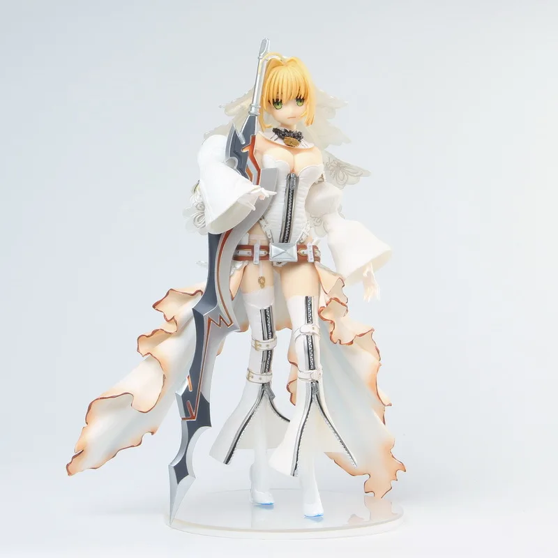 24cm New Arrival Anime Action Figure FGO Fate Grand Order Saber Wedding Ver Model PVC Decoration White Dress Doll Brinquedos (8)