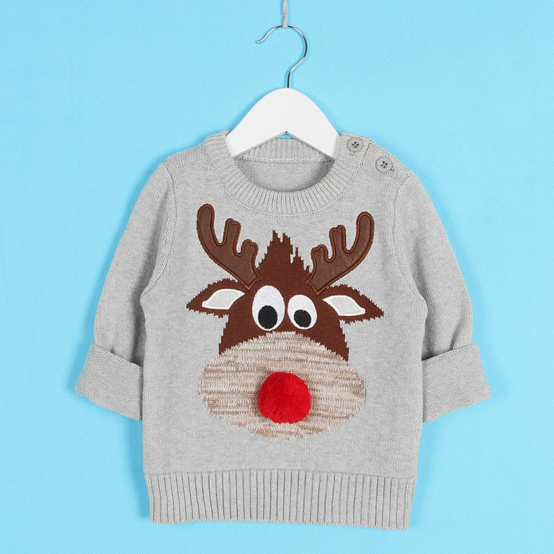 Осень г.; Рождественский вязаный свитер для малышей; жаккардовый пуловер в рождественском стиле с рисунком оленя; костюм; Детский кардиган
