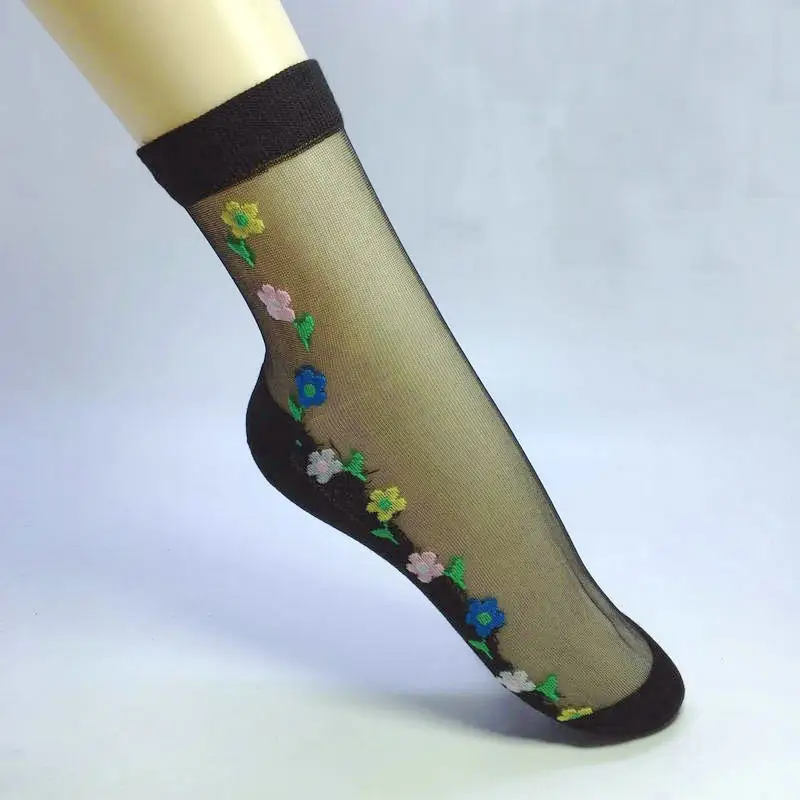 Womens-Short-Sock-Thin-Transparent-Crystal-Silk-lace-floral-Socks-Women-Lady-Girl-Summer-Black-Khaki (2)