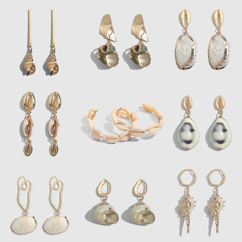 JUST FEEL New Conch Shell Dangle Earrings for Women Summer Bohemian Unique For Wedding Party Drop Statement Earring Jewelry JUST FEEL New Conch Shell Dangle Earrings for Women Summer Bohemian Unique For Wedding Party Drop Statement Earring Jewelry