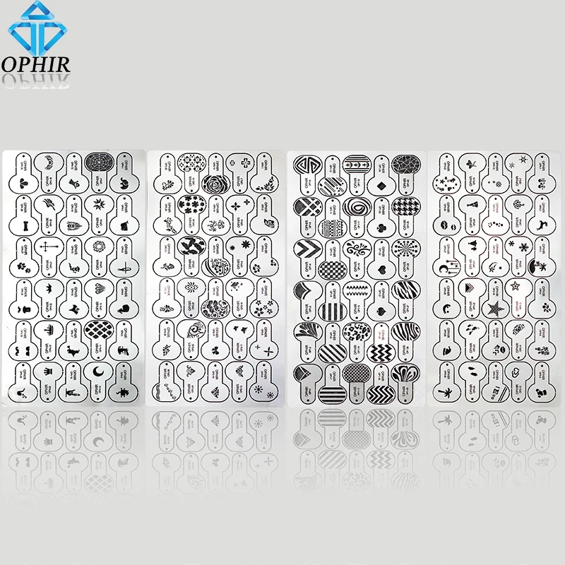 

OPHIR 120x Metallic Airbrush Nail Stencil Geometrical Pattern Flowers Star Moon Templates Nail Tool for Air Brush Nail Art Paint