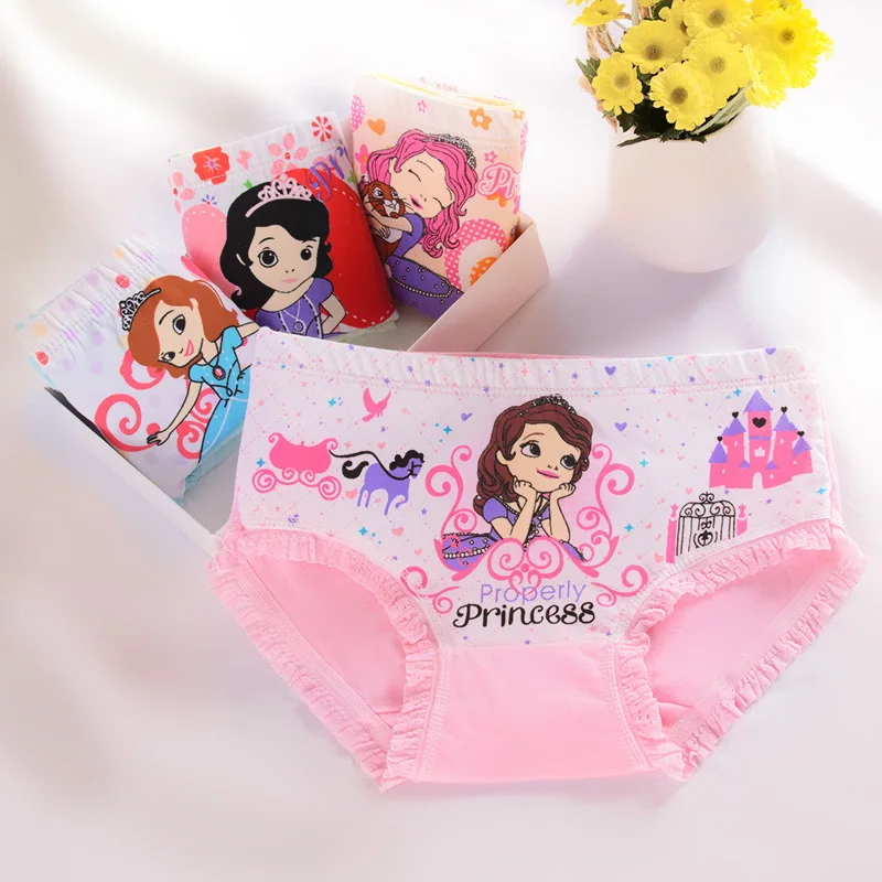 4pcs/set New Cotton Boxer Briefs princess Girls Underwear Children Kids Baby cartoon Panties Underpants 2-12year child