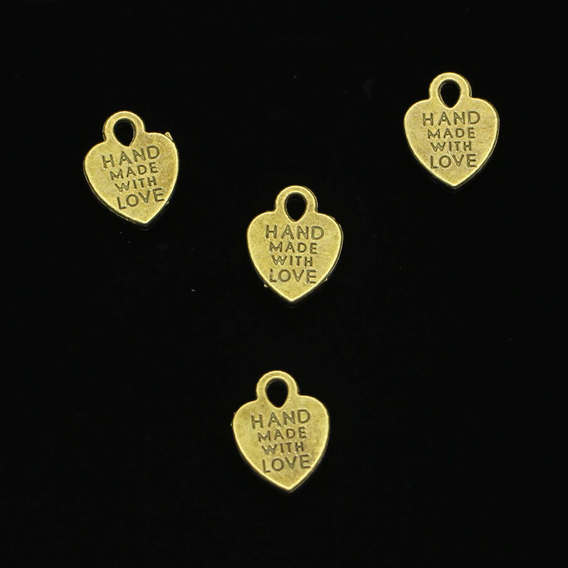 130 pcs Antique Bronze Plated heart hand made with love Charms for Jewelry Making DIY Handmade 15*12mm | Украшения и аксессуары