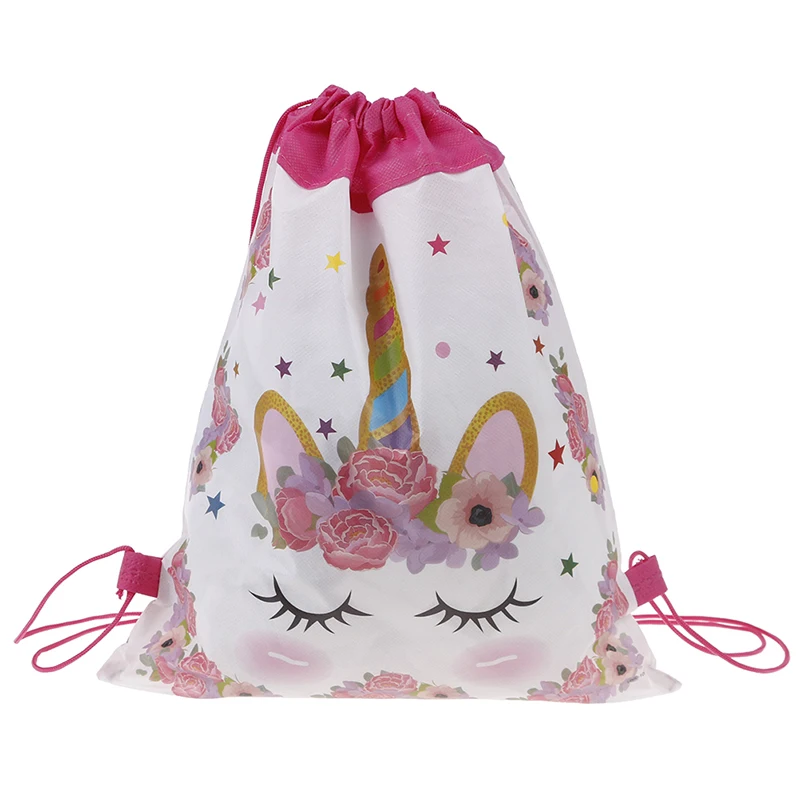 Единорог Drawstring сумка для обувь девочек Путешествия хранения посылка мультфильм школьные рюкзаки Детские День рождения Mujer Mochila подарок