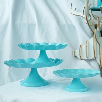 

Tiffany blue Snack tray cake stand cupcake plate tools waterproof paint candy bar decoration for wedding party ring tray