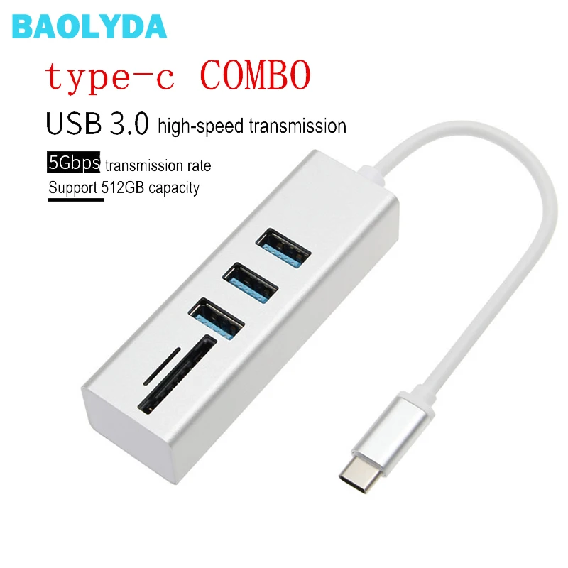 Baolyda многопортовый USB C концентратор Тип с разъемами типа и сетевой адаптер Ethernet