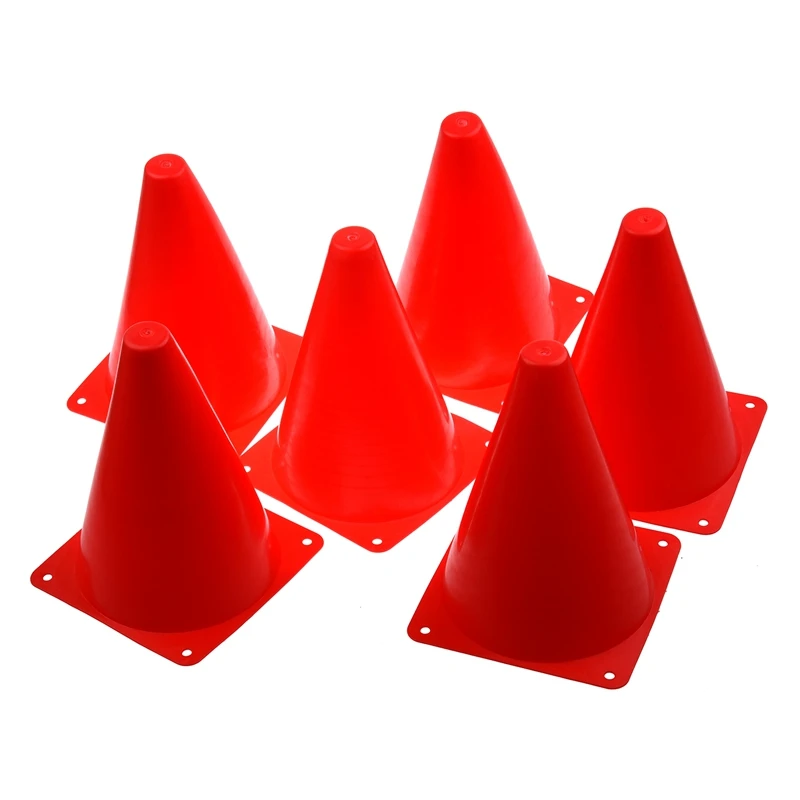 6 PCS Multi-function Safety Agility Cone for Football Soccer Sports Field Practice Drill Marking- Red