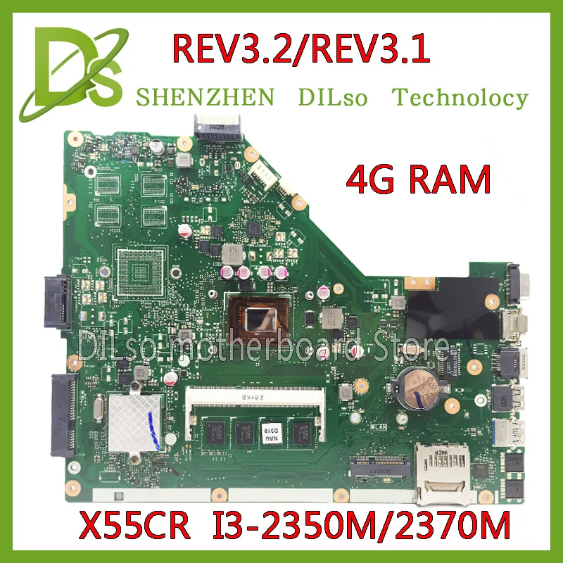 KEFU For ASUS X55CR X55VD motherboard 4G RAM i3 2350m 2370m rev3 1 rev3 2 100