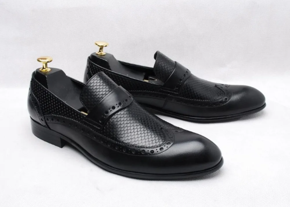 Des as Slip Printemps 2018 Black Sur Piste Hommes De Serpent Robe Mariage Cuir En Chaussures Pic Peau Mâle Richelieus Bureau Oxford 1HZOqxn