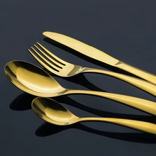 Exquisito Chapado en oro Vajilla de Cubiertos de Acero Inoxidable Set de Lujo de Estilo Occidental Tenedor Cuchillo 4 Unidades de Oro Cena Conjunto