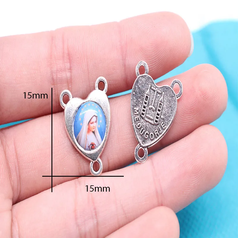 

Catholic Mary Random Icon Rosary Beads Center Medal Wholesale Bracelet Rosario Center Necklace Center Medal.100pcs