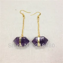 H-CE24 Исцеление Кристалл аметисты прекращено самородок серьги серебро или золото