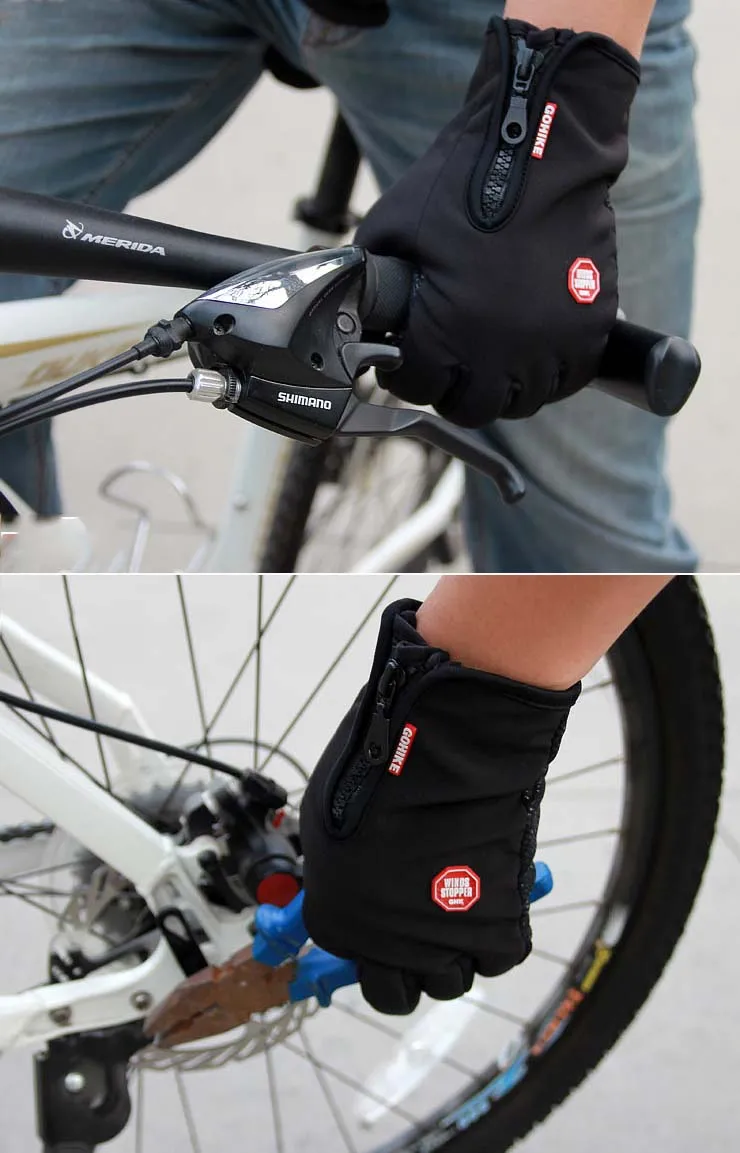 GLV974 Men and women outdoor fleece font b gloves b font Touch screen windproof cycling font