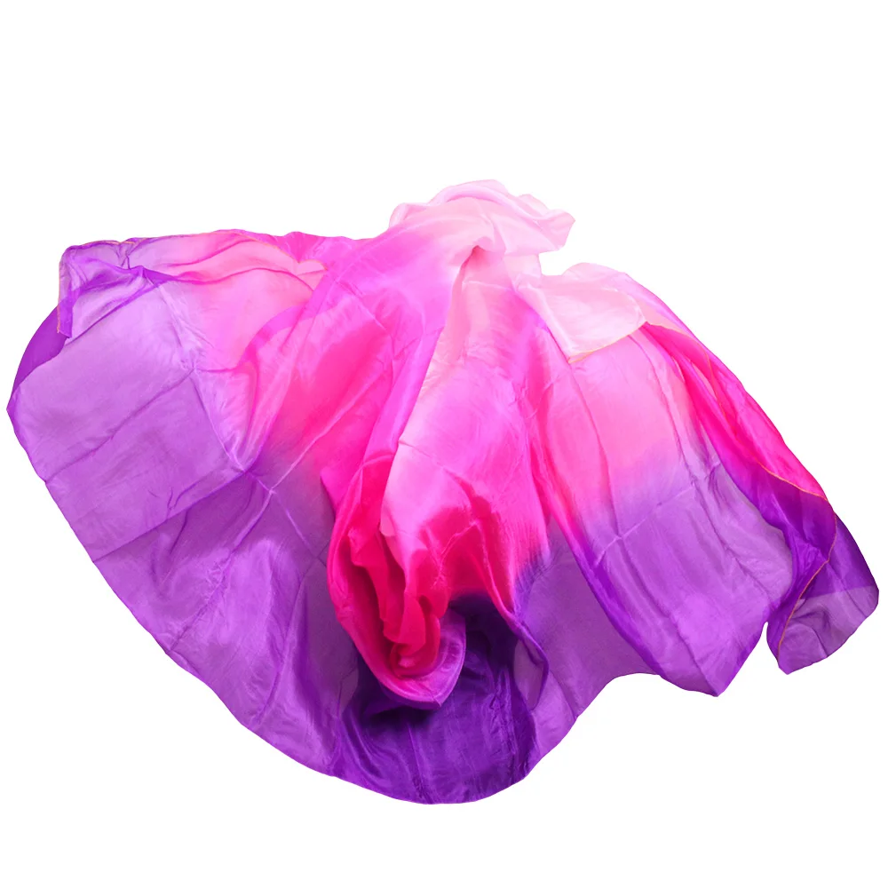 2017 высокое качество танцевальные вуали ручной работы натуральный шелк танец живота вуаль розовый + Роза фиолетовый цвета 114*250/270 см