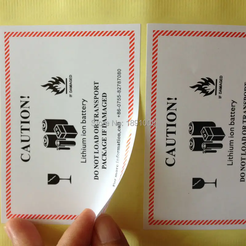 Cell phone lithium battery fire and explosion friable Warning stickers Air Transport packaging label