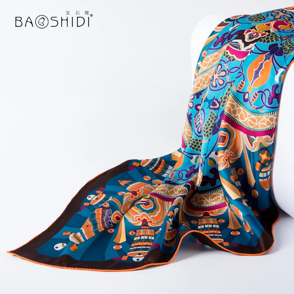 [BAOSHIDI] Высокое качество шелковый шарф, 16 момме 106*106 см Бесконечность квадратные шарфы, ручная работа, Модный Чистый натуральный шелковый шарф для женщин