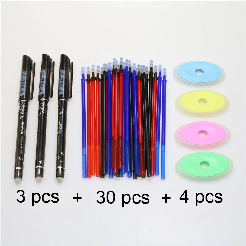 Набор канцелярских принадлежностей 3 стирающиеся ручки 3 пластиковые резиновые Таблички 3 стираемые заправки школьные принадлежности для студентов - Цвет: 1 set BG1947
