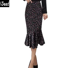 Cultiseed женские осенние бархатные юбки Костюмы дамы Винтаж Цветочный принт Длинные юбки Для женщин тонкие бедра оборки нарядные юбки ткань