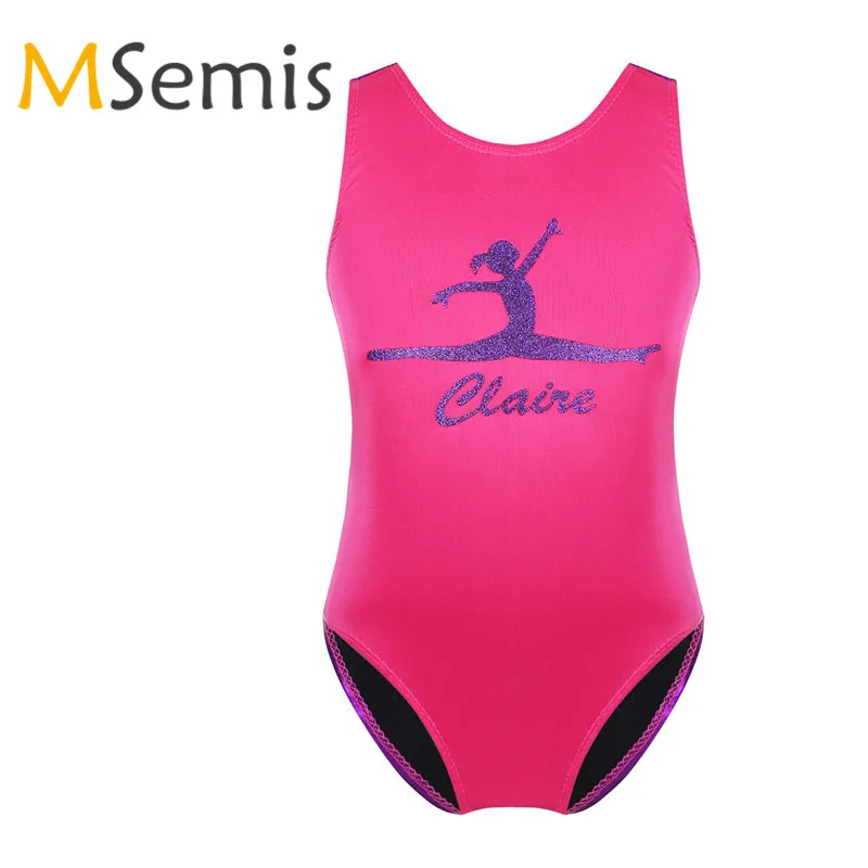 MSemis Kids Girls Gymnastics Tank Top Leotard Ballet Dance Costume Cutout Back Jumpsuit Unitard Dancewear