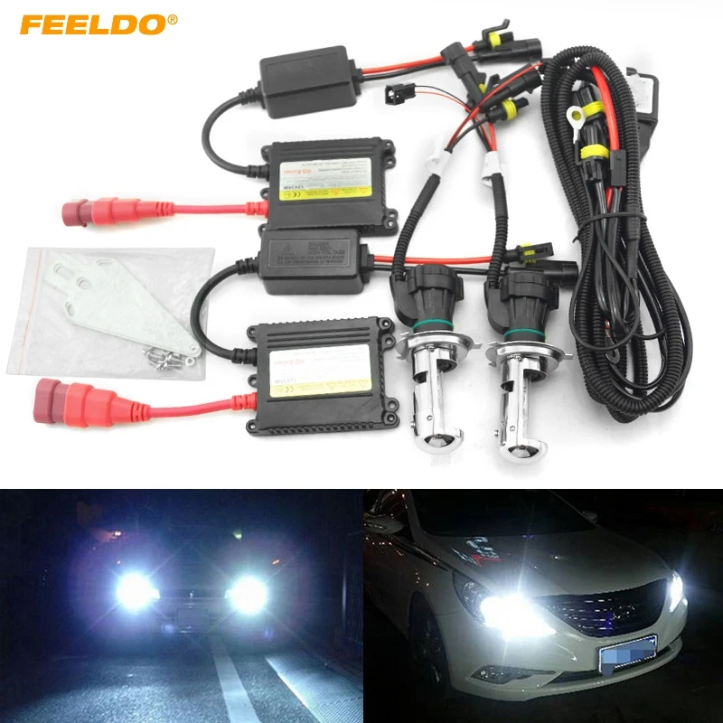 

FEELDO 4Sets 35W DC12V Car Headlight H4 Xenon Bulb Hi/Lo Beam Bi-Xenon Bulb Light Slim Ballast HID Kit #FD-4481