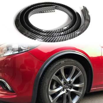 

2PC 150CM Universal Car Carbon Fiber Look Wheel Eyebrow Protector Strip Widened Decoration Rubber Fender Flares Protector Lip