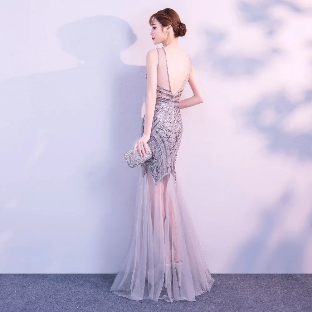 Женское вечернее платье с открытой спиной Robe De Soiree Черное вечерние платья со